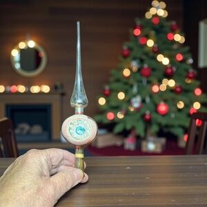 Vintage 1950’s SHINY BRITE Mercury Glass Tree Topper - Pink, Blue, Silver